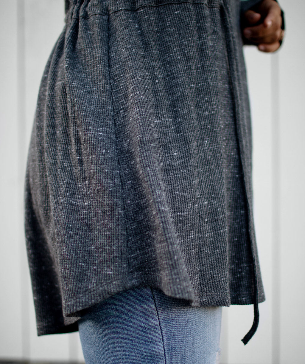 SARAH waffle knit cardigan in Dark Grey