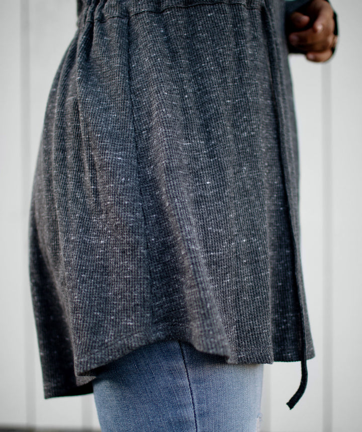 SARAH waffle knit cardigan in Dark Grey