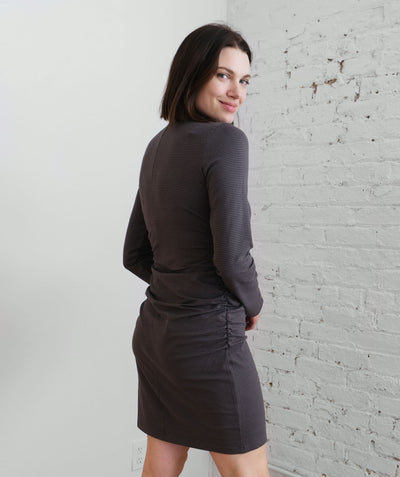 SARA stripe dress in Charcoal/Black