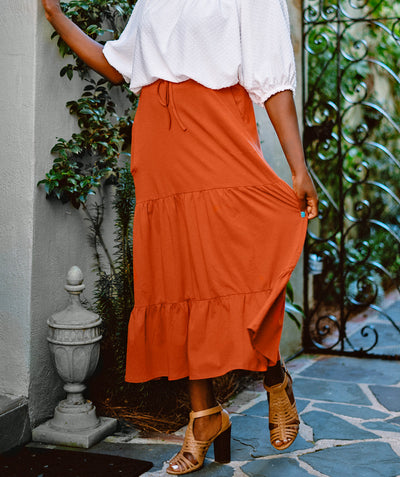 SOFIA tiered midi skirt in Pumpkin Spice
