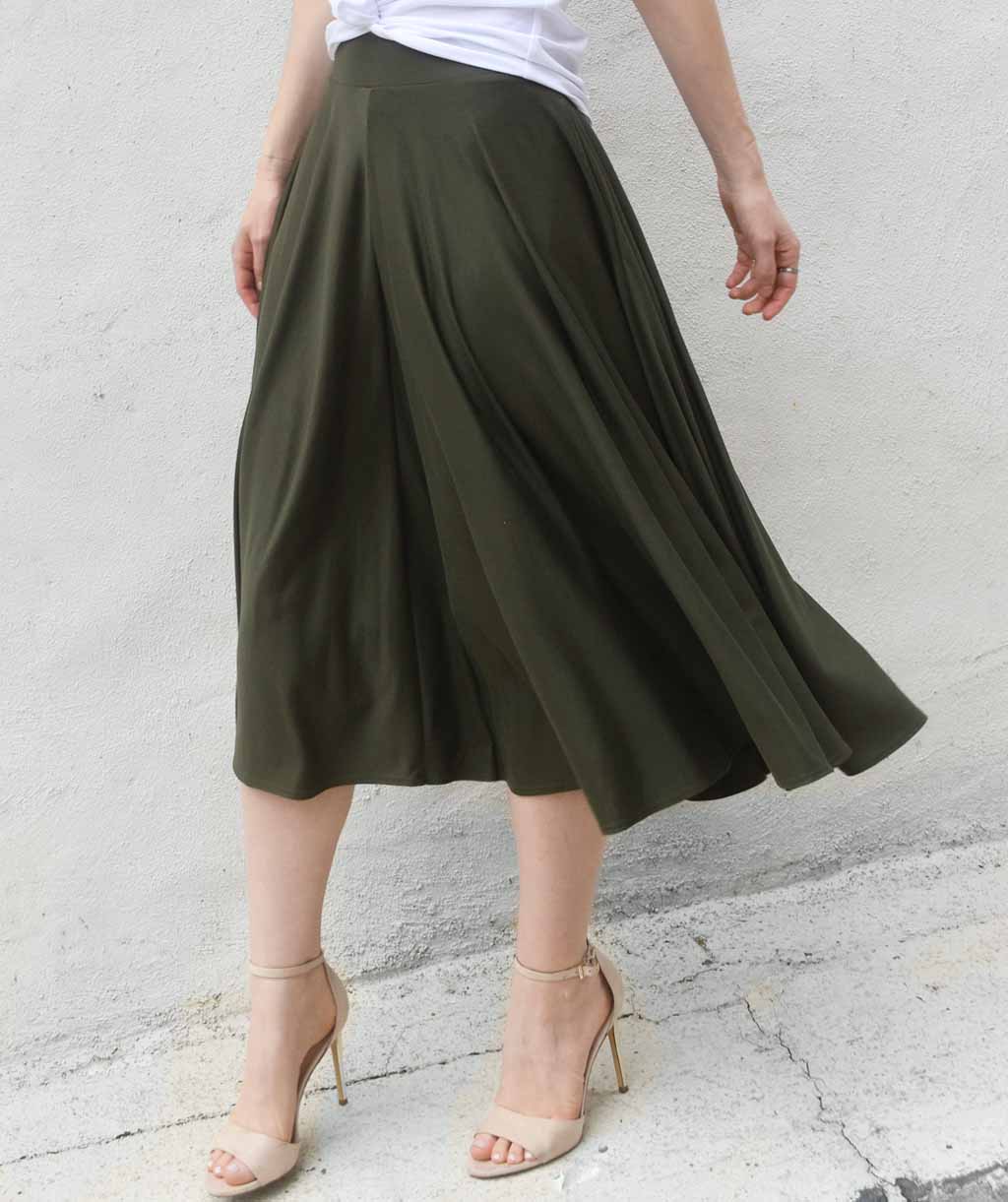 SOROYA circle skirt in Olive Spread