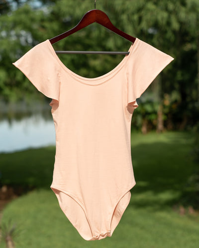 The VIOLET ruffle bodysuit in Sepia Rose