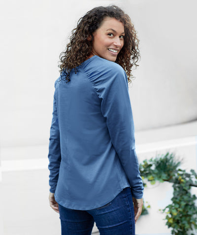 TIANNA ruched top in Vintage Blue