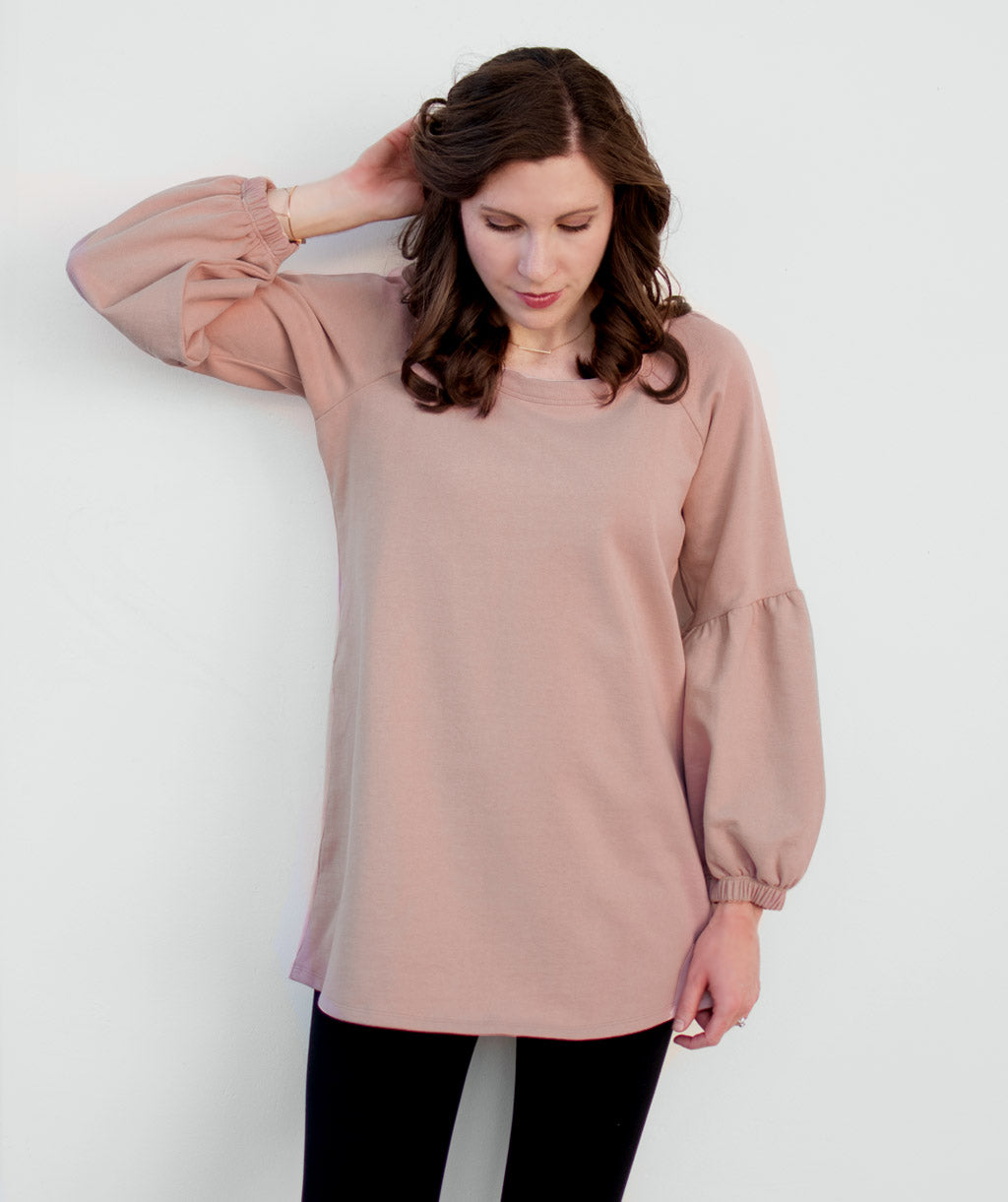 TORI french terry tunic in Peach Nouget