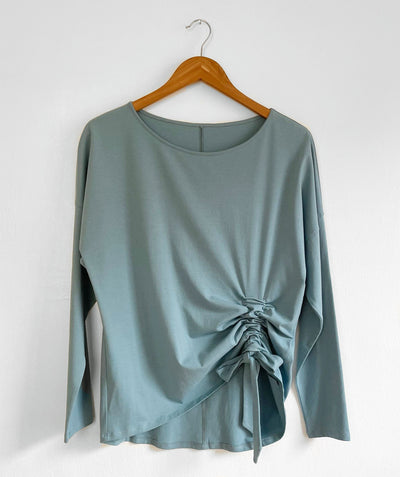 VALERIE side gathered top in Smoke Blue