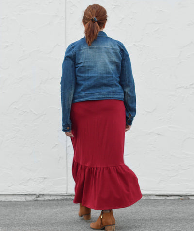VIOLA flounce skirt in Scarlet Red