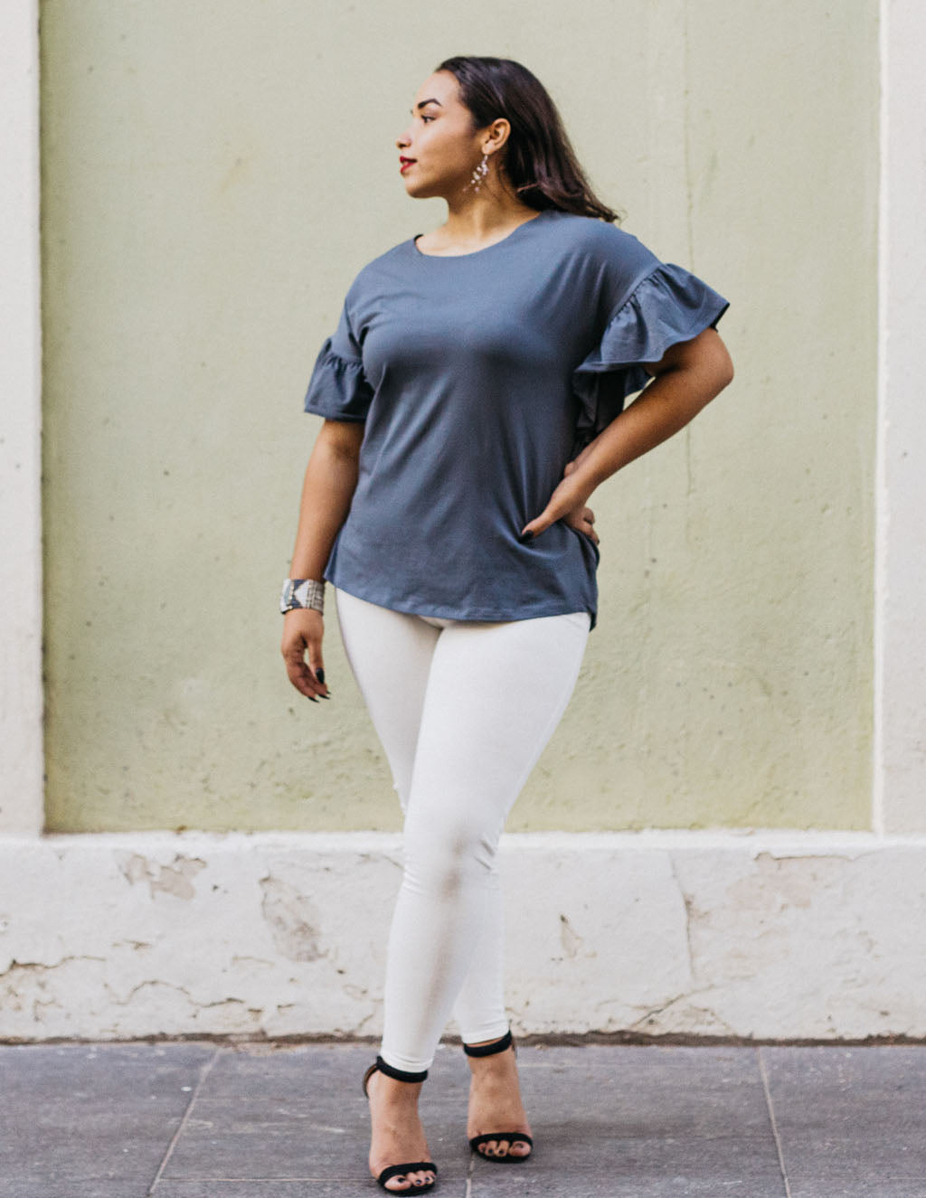 KARA relaxed top in Anchor Grey