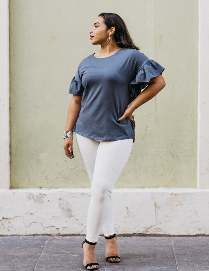 KARA relaxed top in Anchor Grey
