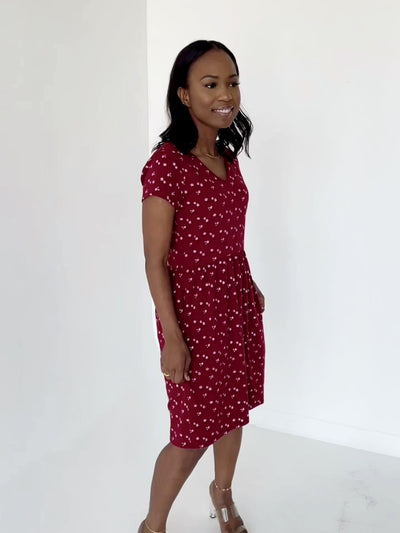 FLEUR printed dress in Scarlet Red