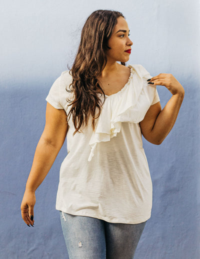 KELSEY ruffle tee in Casa Blanca