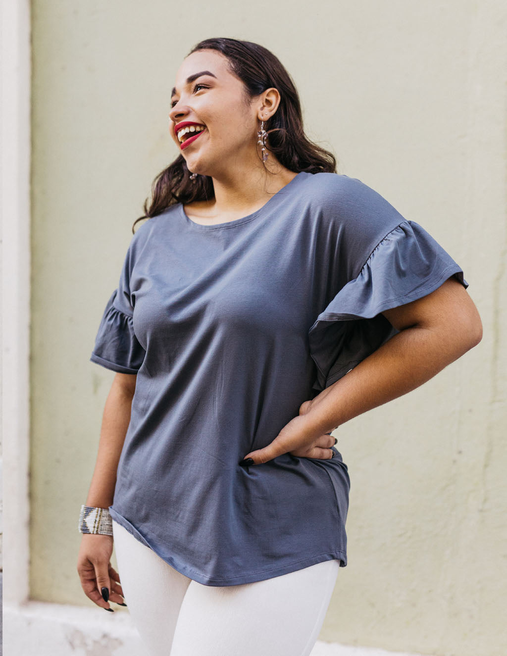 KARA relaxed top in Anchor Grey