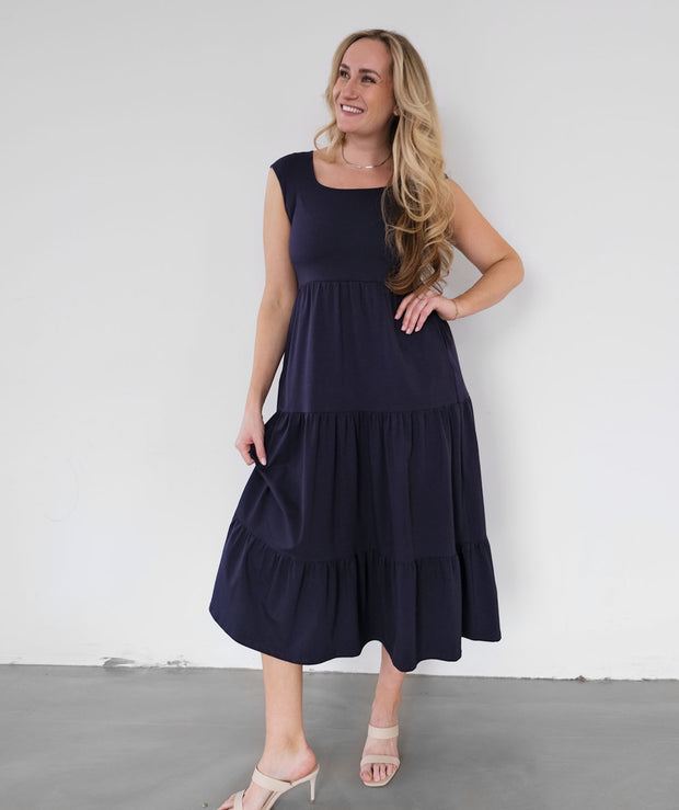 darcy midi dress DARCY midi dress in Navy – Elegantees