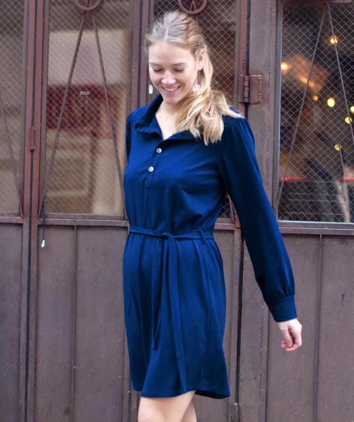 The MEGAN dress in Navy Peony