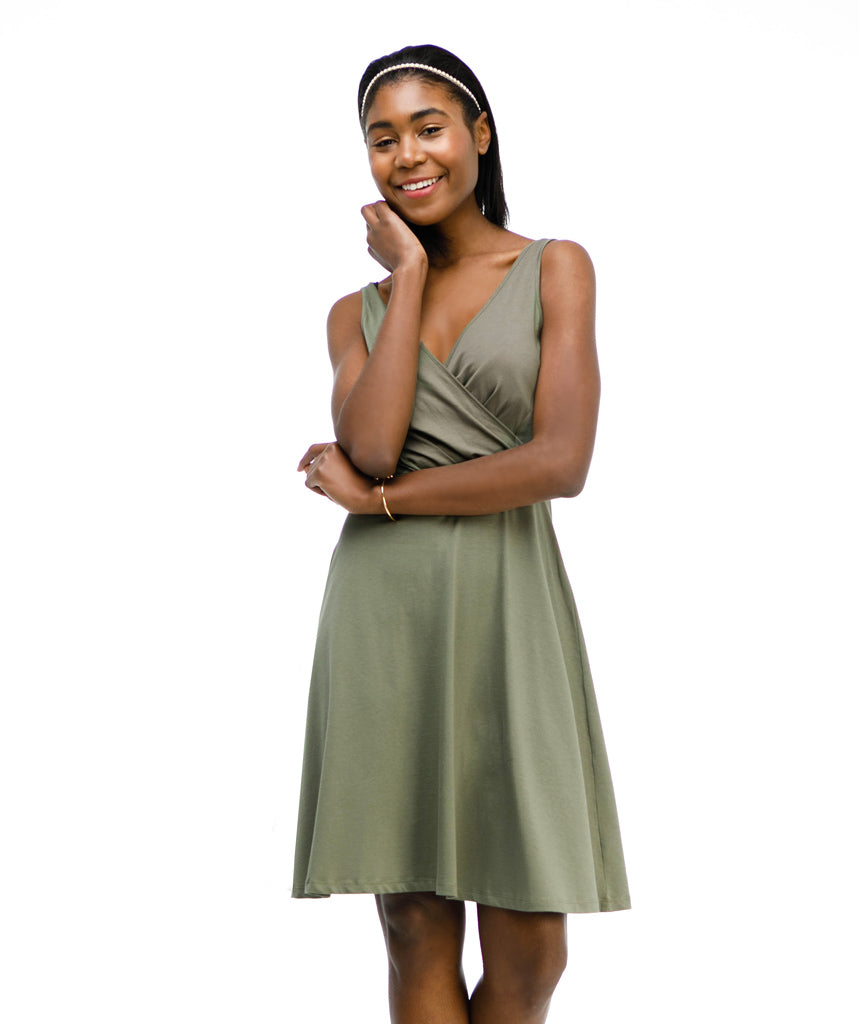 The NORA dress in Olive