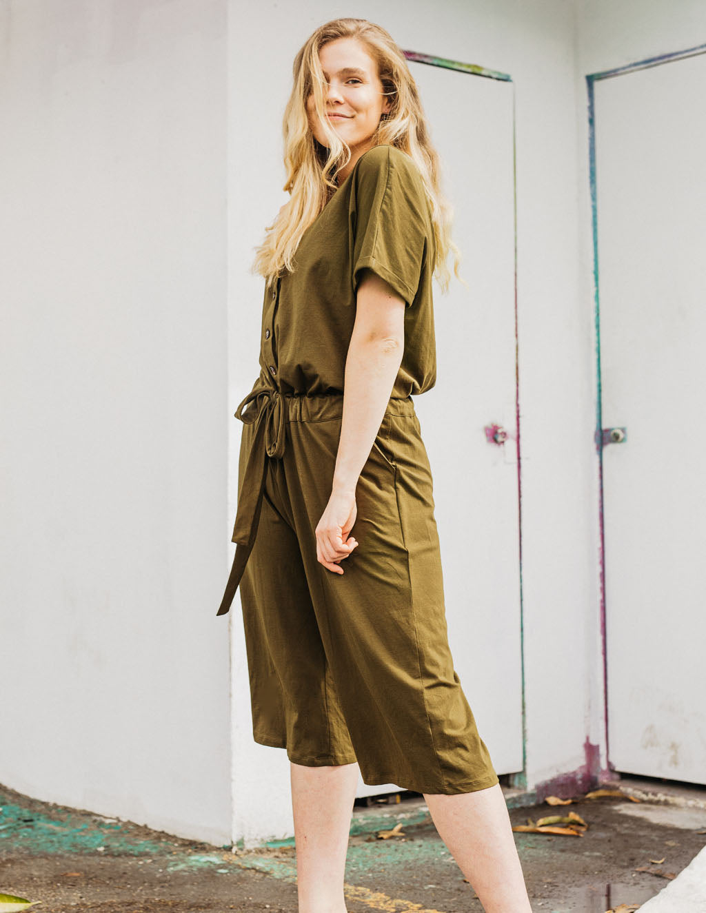 HALLIE jumpsuit in Military Olive