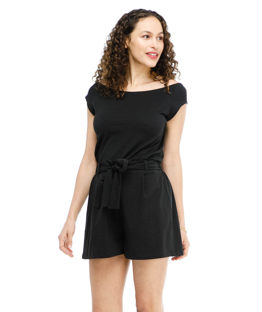 LOGAN tie-front short in Black