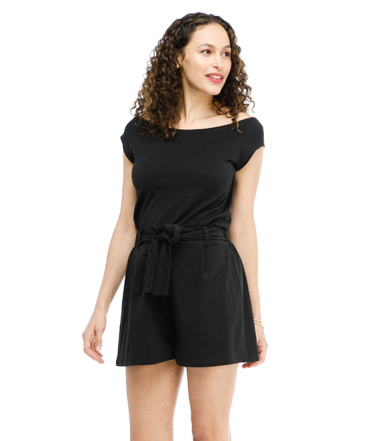 LOGAN tie-front short in Black