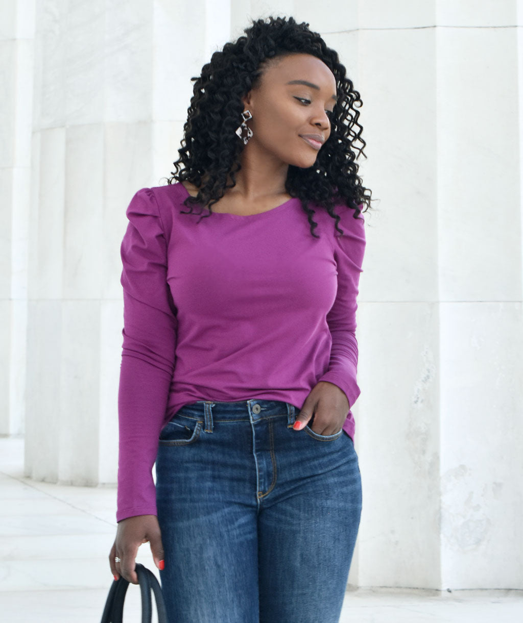 The AUDREY top in Boysenberry
