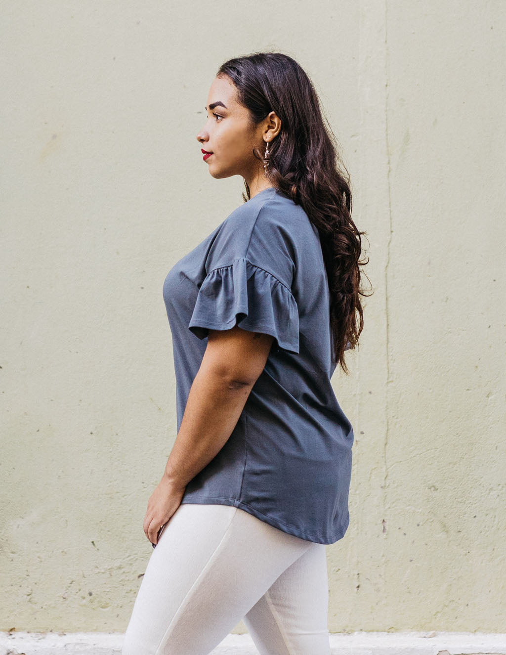 KARA relaxed top in Anchor Grey